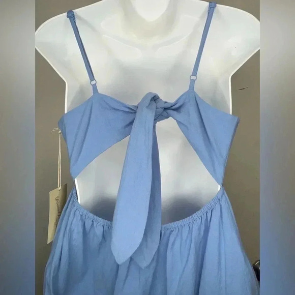 Universal Thread Open Back Dress Sundress Button Pockets Light Allure Blue - Picture 6 of 7